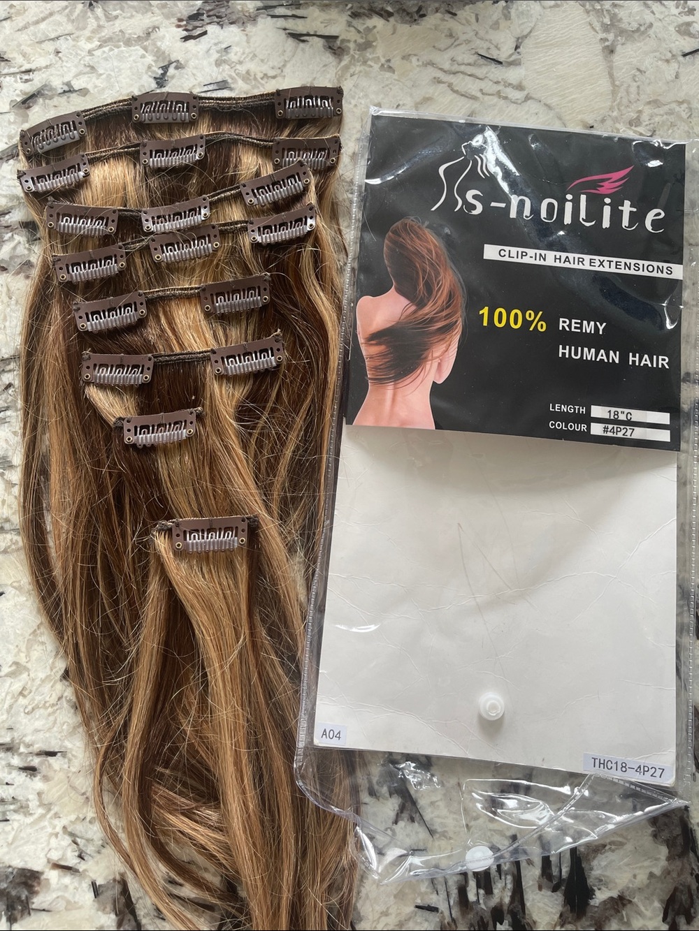 Remy Clip-In Hair Extensions - Medium Brown / Dark Blonde (#4P27)